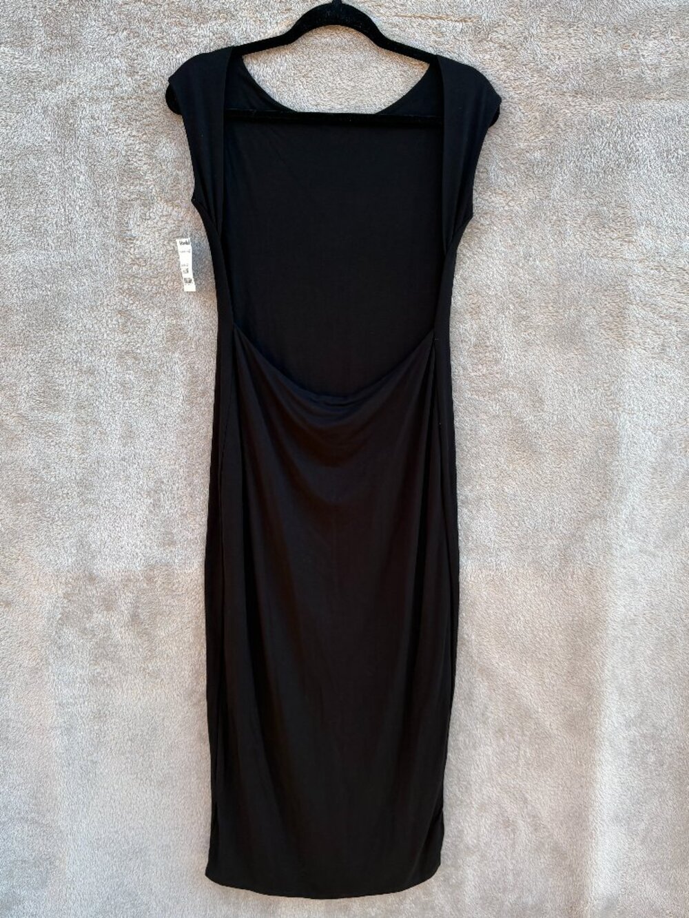 NWT See You Monday Black Draped Midi Dress Women's Large Special Occasion Cockta